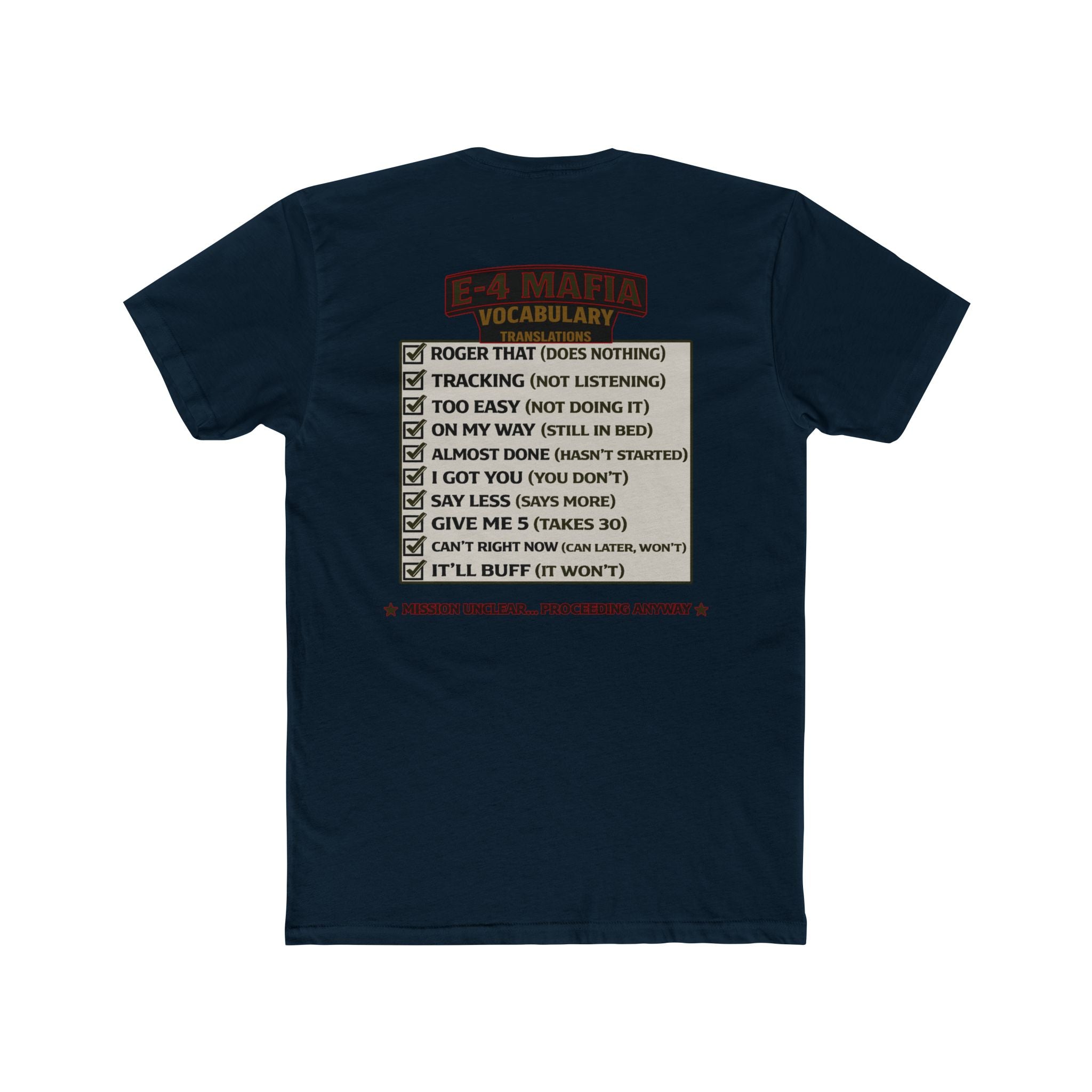 E4 Mafia Vocabulary Shirt Military Humor Funny Army Shirt Veteran Humor Graphic Tee Deployment Humor Shirt