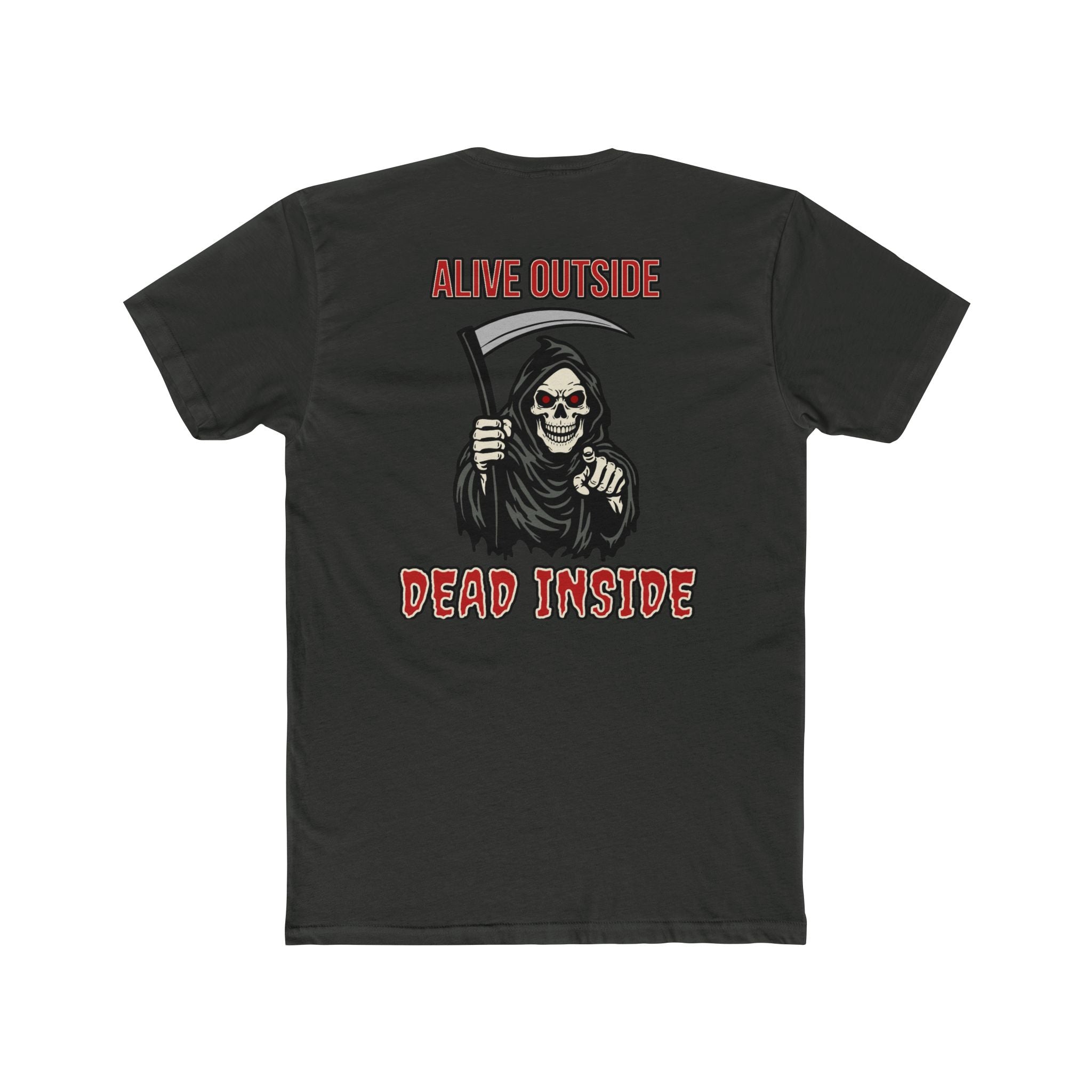 Alive Outside Dead Inside Shirt Dark Humor Graphic Tee Grim Reaper Skull Funny Sarcastic Shirt Gift For Introverts