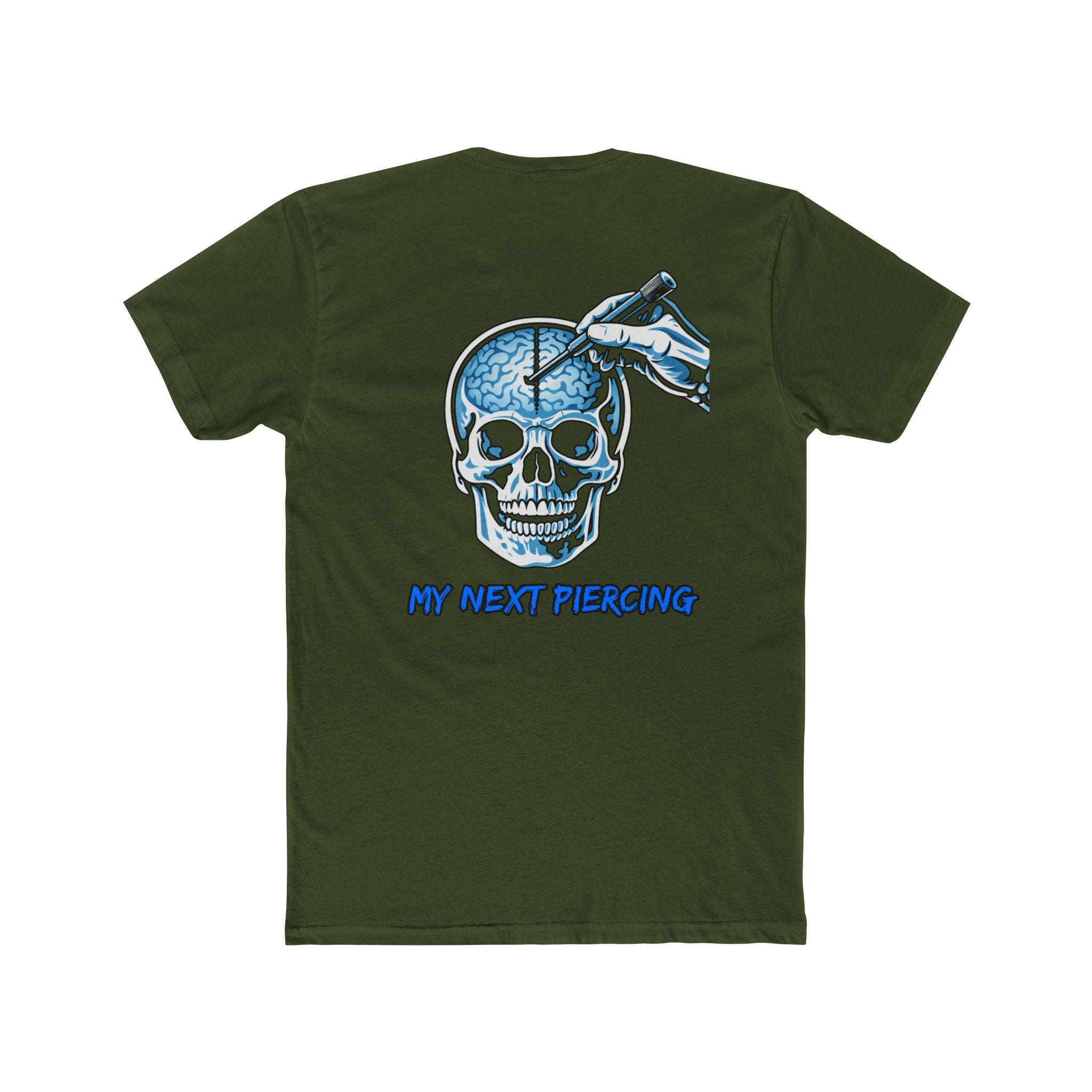Dark Humor Skull Graphic T-Shirt – “My Next Piercing” Edgy Skeleton Design