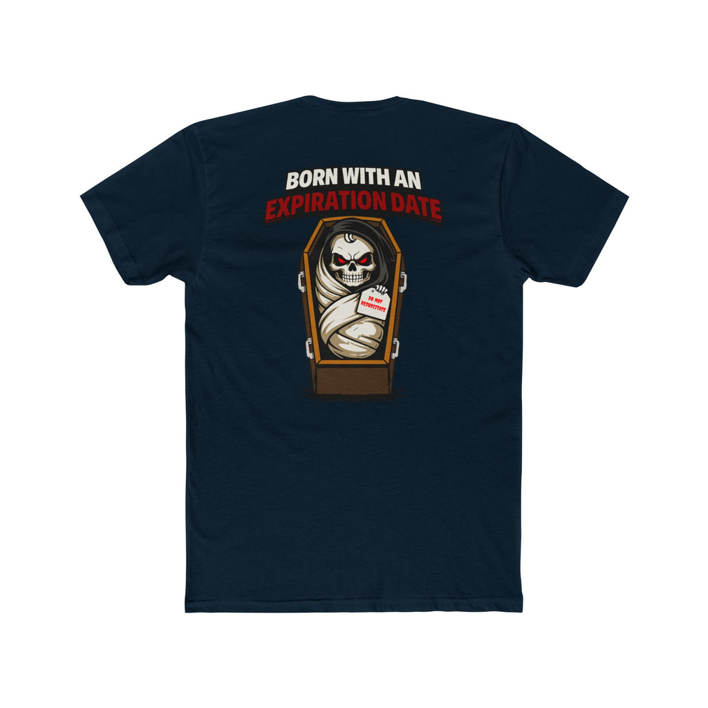 Born With An Expiration Date Shirt Dark Humor Grim Reaper Coffin Graphic Tee Skeleton Funny Shirt