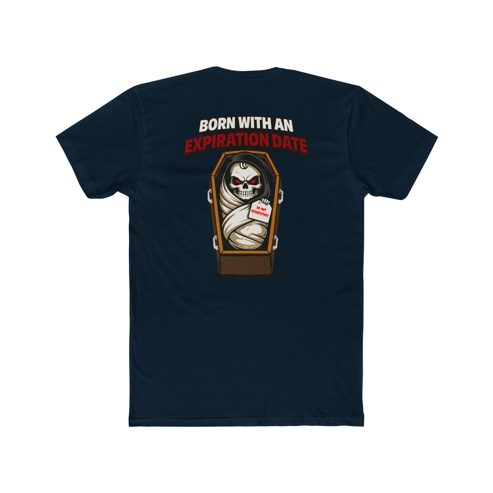 Born With An Expiration Date Shirt Dark Humor Grim Reaper Coffin Graphic Tee Skeleton Funny Shirt