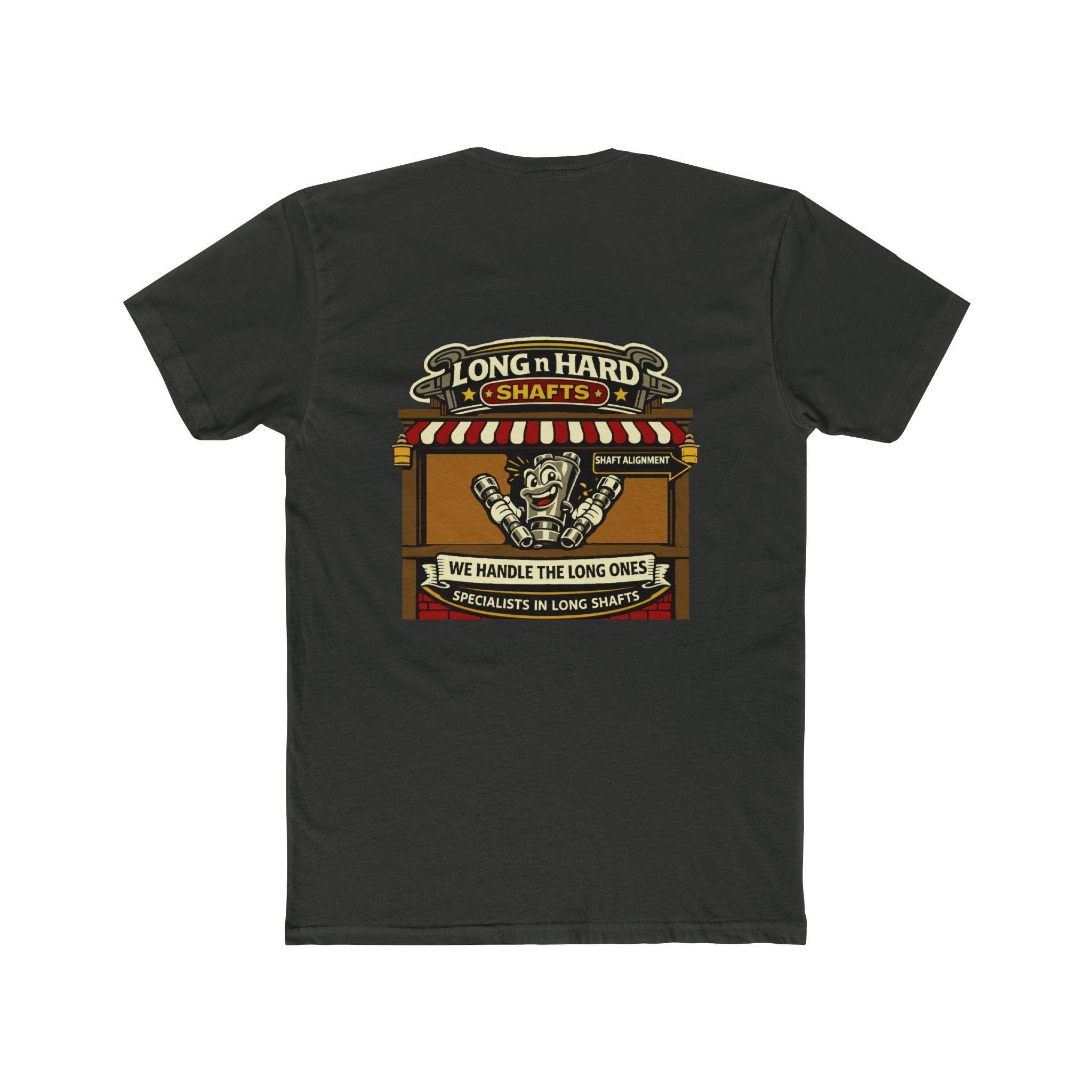 Chaos Mall Long N Hard Shafts Funny Mechanic Humor Shirt Shaft Alignment Shop Graphic Tee