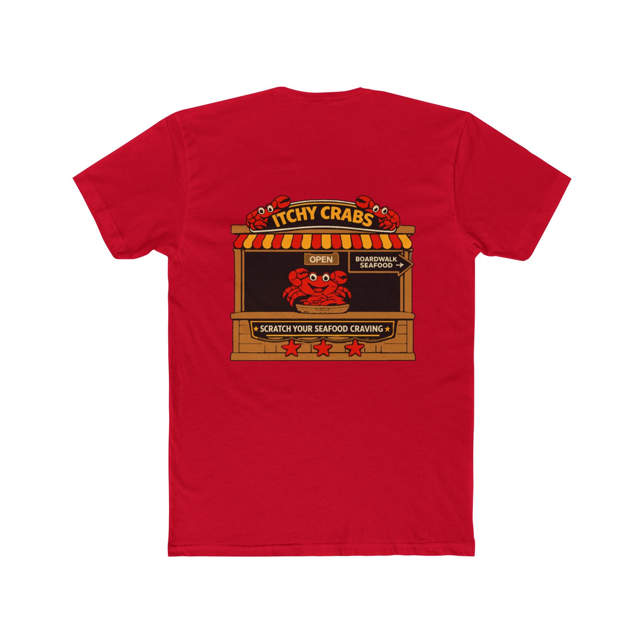 Chaos Mall Itchy Crabs Seafood Stand Tee Dark Humor Beach Boardwalk Graphic TShirt