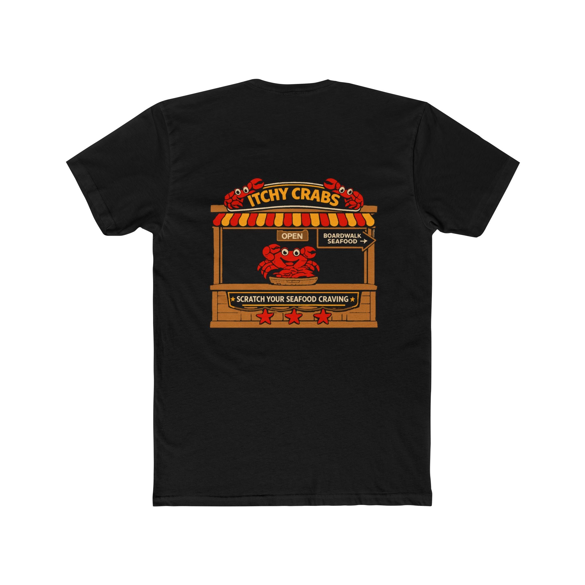 Chaos Mall Itchy Crabs Seafood Stand Tee Dark Humor Beach Boardwalk Graphic TShirt