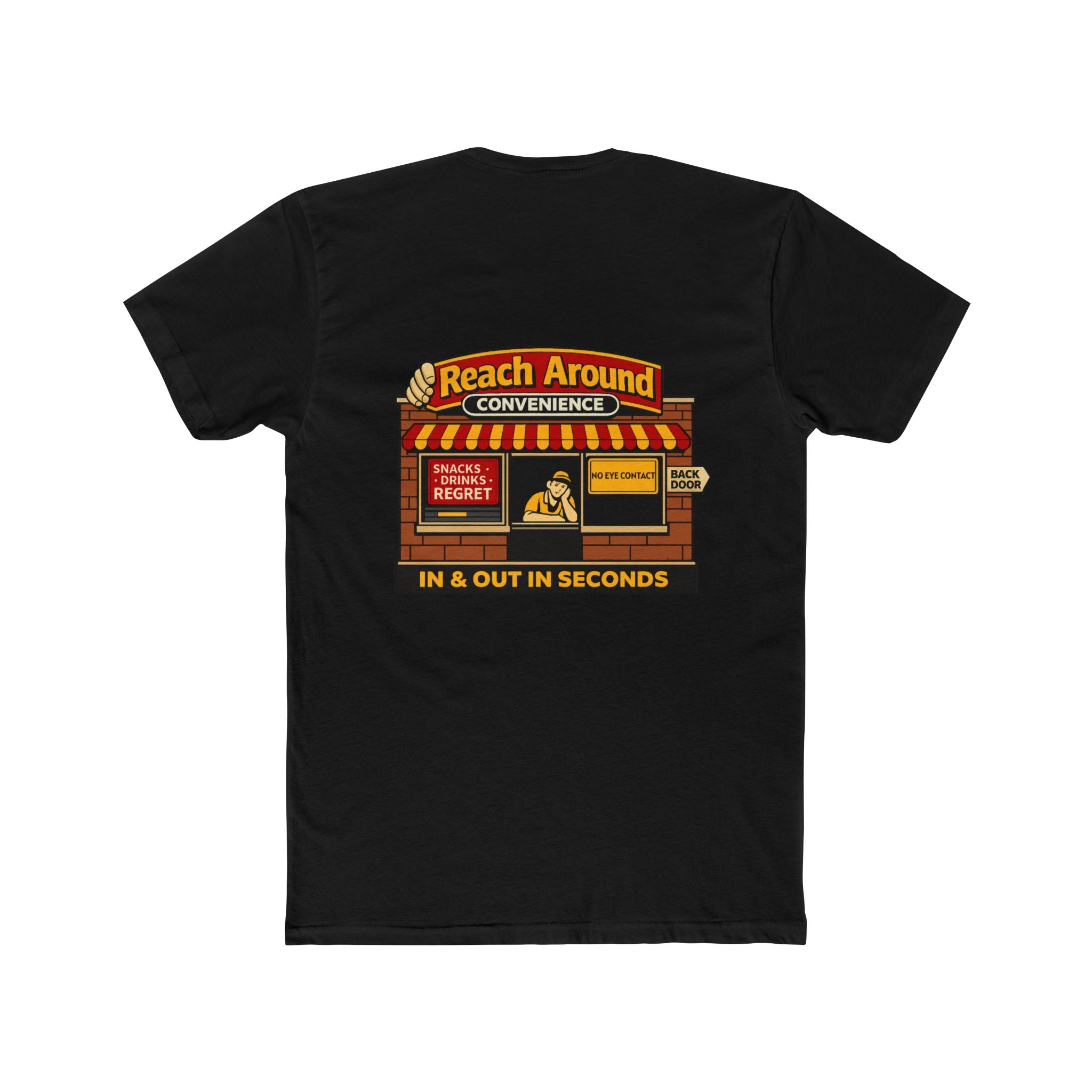 Reach Around Convenience Shirt Funny Store Parody Graphic Tee Chaos Mall Humor Sarcastic Convenience Store Shirt