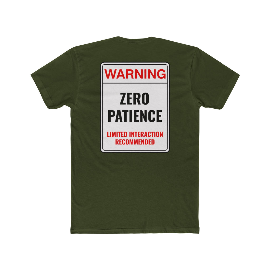 Warning Zero Patience Funny TShirt Sarcastic Shirt Dark Humor Graphic Tee Unisex