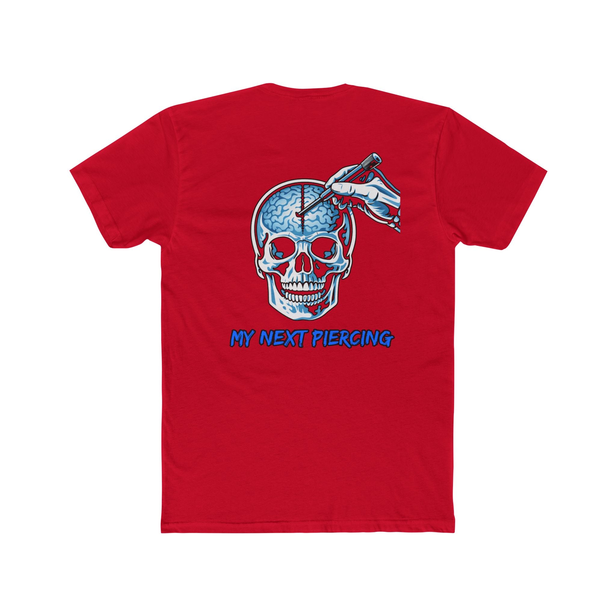Dark Humor Skull Graphic T-Shirt – “My Next Piercing” Edgy Skeleton Design