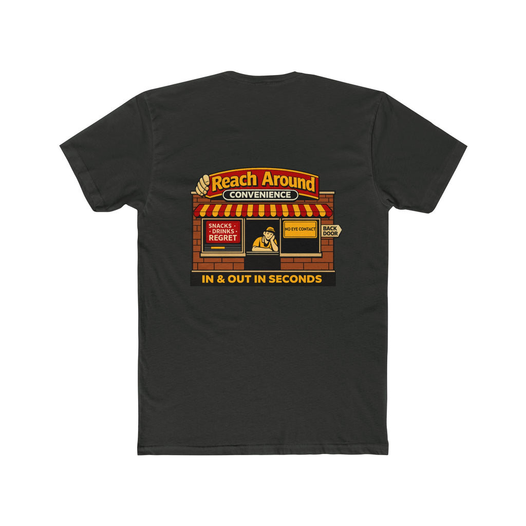 Reach Around Convenience Shirt Funny Store Parody Graphic Tee Chaos Mall Humor Sarcastic Convenience Store Shirt