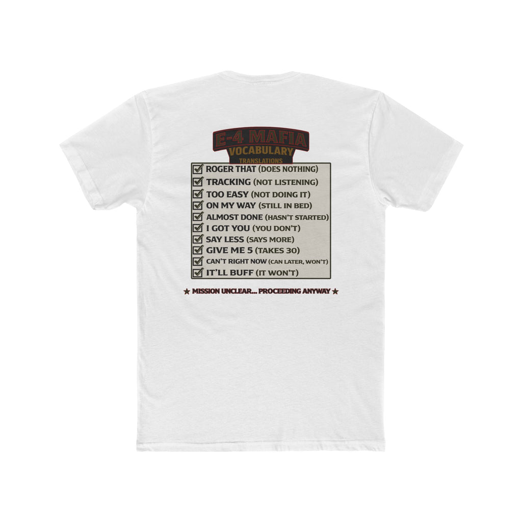 E4 Mafia Vocabulary Shirt Military Humor Funny Army Shirt Veteran Humor Graphic Tee Deployment Humor Shirt