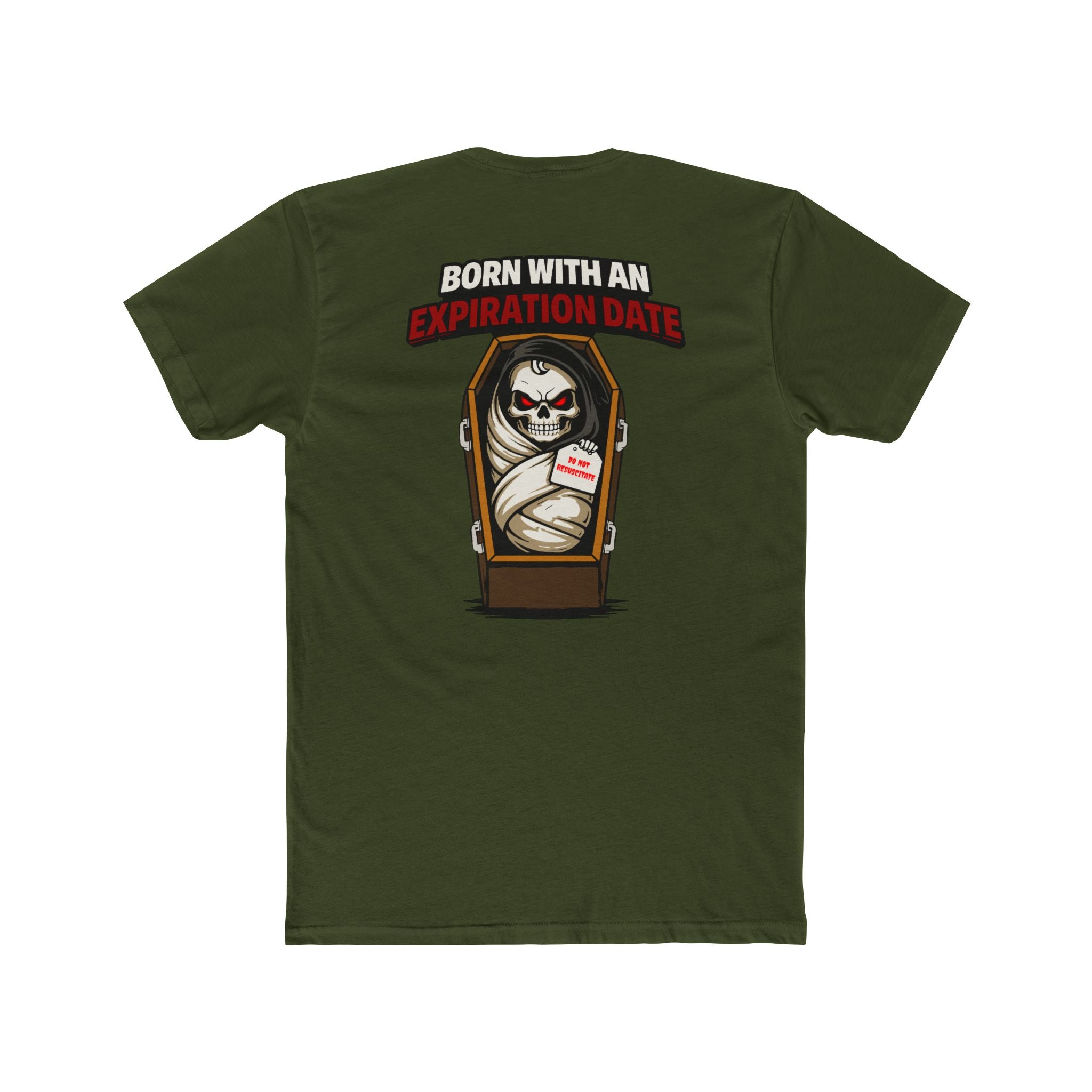 Born With An Expiration Date Shirt Dark Humor Grim Reaper Coffin Graphic Tee Skeleton Funny Shirt