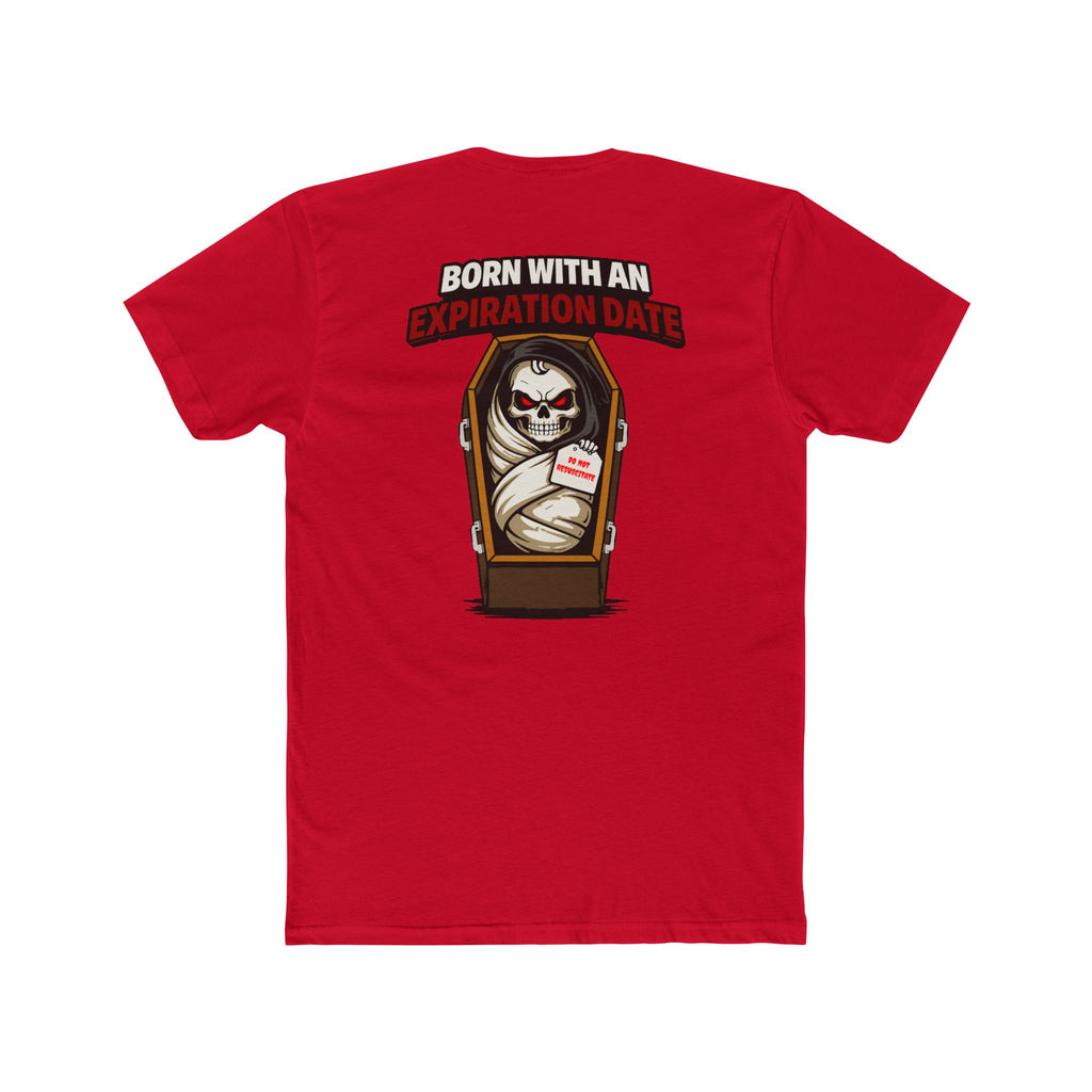 Born With An Expiration Date Shirt Dark Humor Grim Reaper Coffin Graphic Tee Skeleton Funny Shirt
