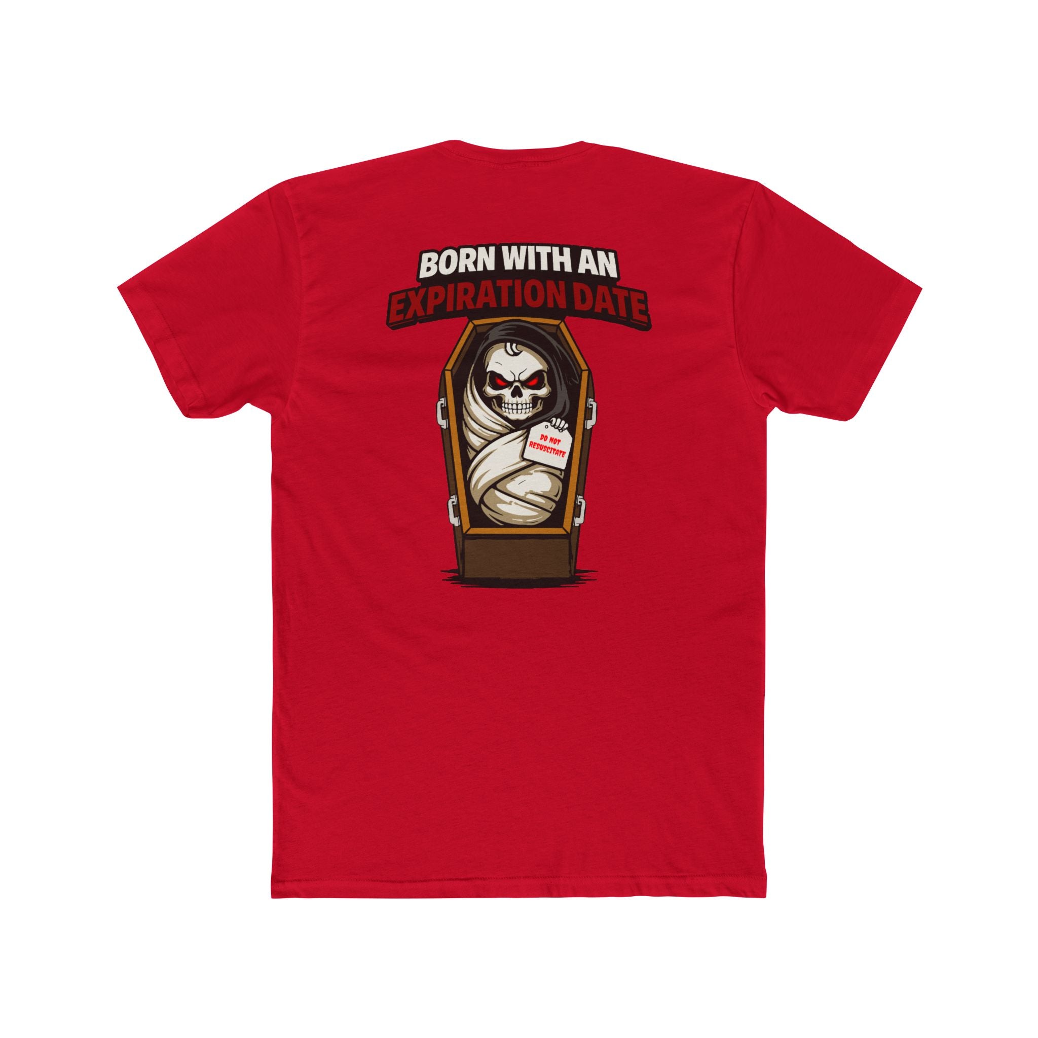 Born With An Expiration Date Shirt Dark Humor Grim Reaper Coffin Graphic Tee Skeleton Funny Shirt