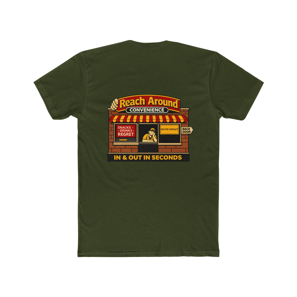 Reach Around Convenience Shirt Funny Store Parody Graphic Tee Chaos Mall Humor Sarcastic Convenience Store Shirt